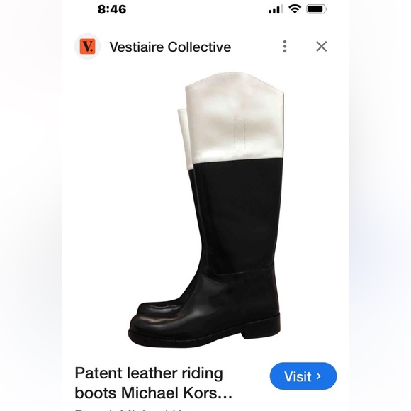 Michael Kors, Patent Leather Riding Boots, Excellent Condition, Size 37.5/US 7 - Picture 3 of 9